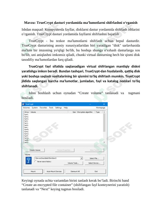 TrueCrypt dasturi yordamida ma’lumotlarni shifrlashni o‘rganish 1