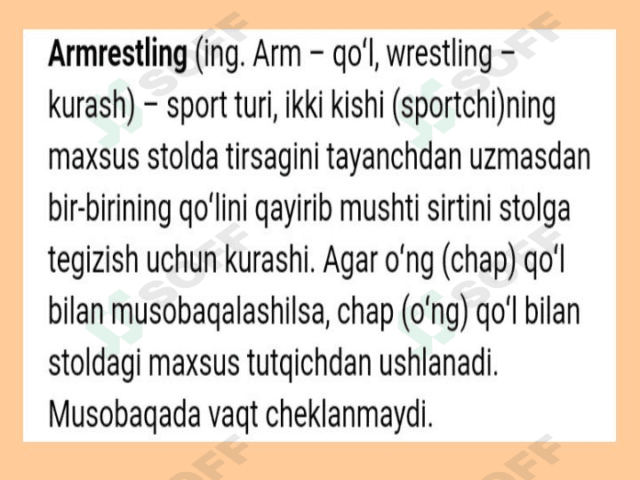 Armwrestling sport turi haqida 1