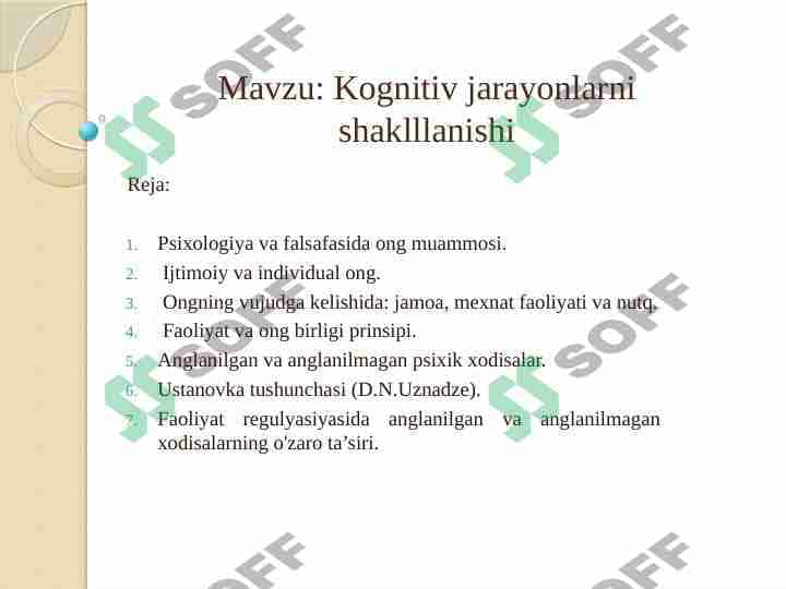 Kagnitiv jarayonlarni shakillanishi 1