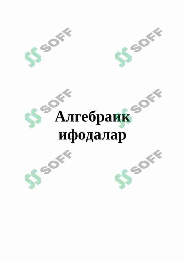 Algebraik Ifodalar 1