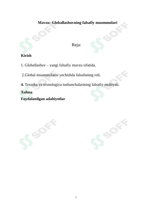 Globallashuvning falsafiy muommolari 1