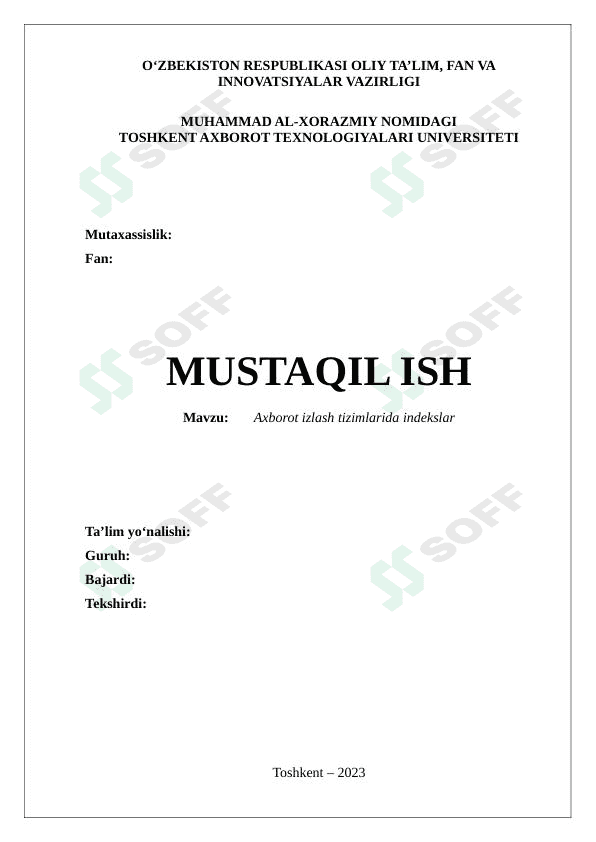 AXBOROT IZLASH TIZIMLARIDA INDEKSLAR 1