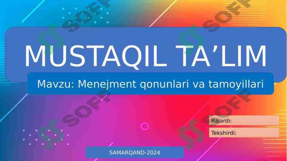 Menejment qonunlari va tamoyillari 1