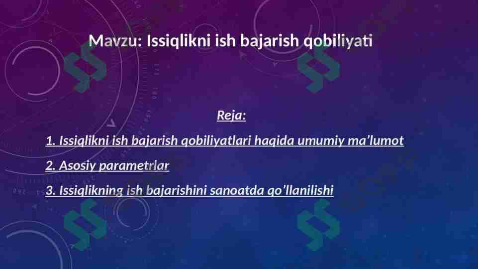 Issiqlikni ish bajarish qobiliyati 1