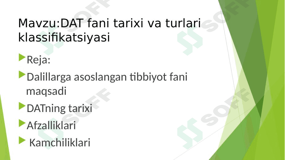 Dalillarga asoslangan tibbiyot tarixi va turlari 1