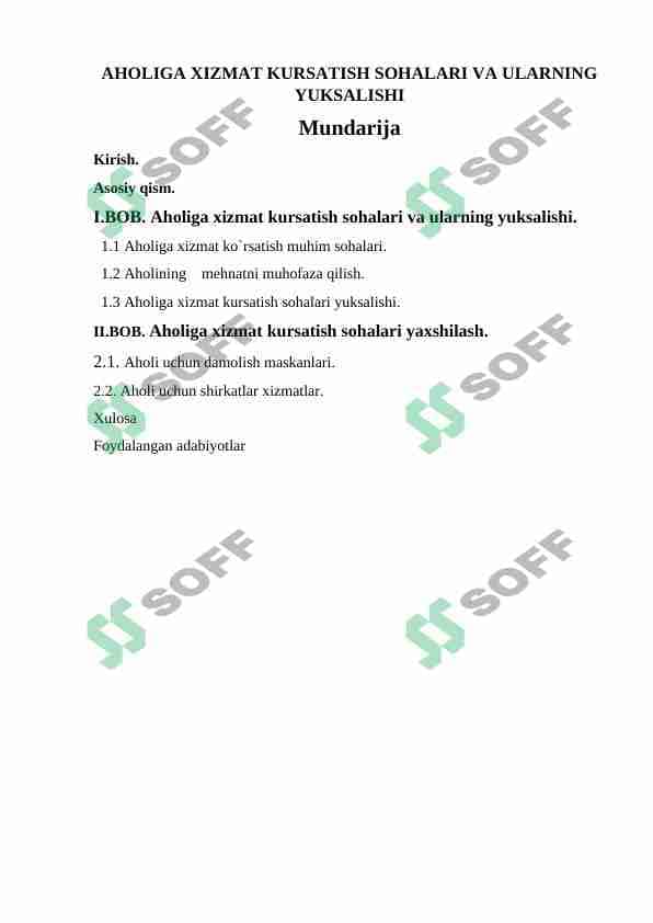 Aholiga hizmat ko'rsatish. 1