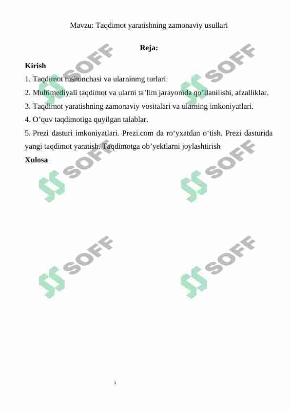 Taqdimot yaratishning zamonaviy usullari 1