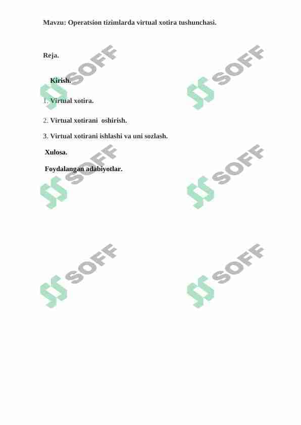 Operatsion tizimlarda virtual xotira tushunchasi 1