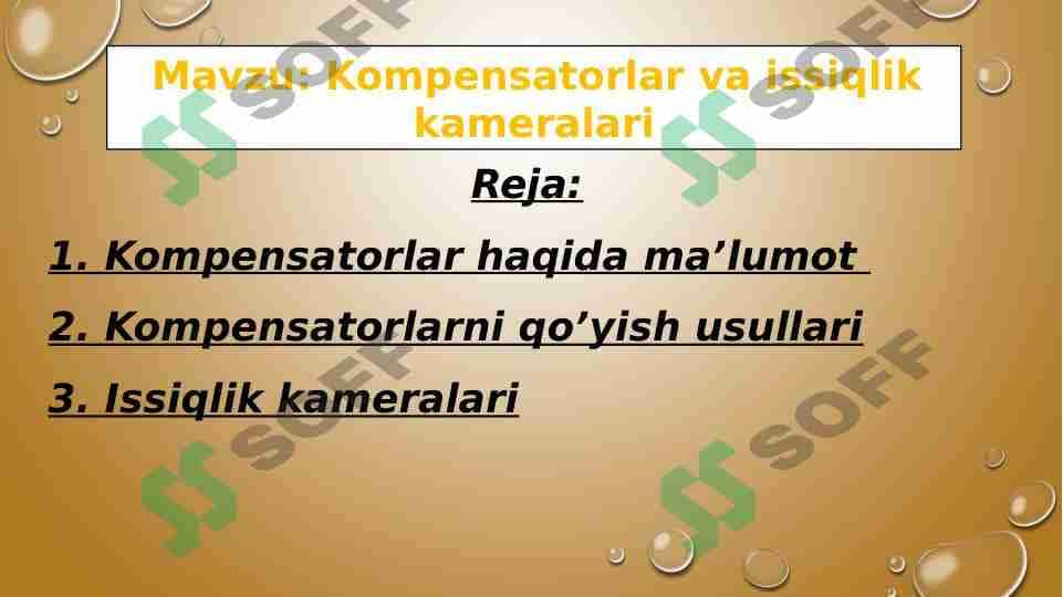 Kompensatorlar va issiqlik kameralari 1