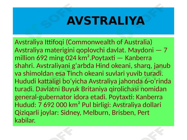 Avstraliya haqida 1