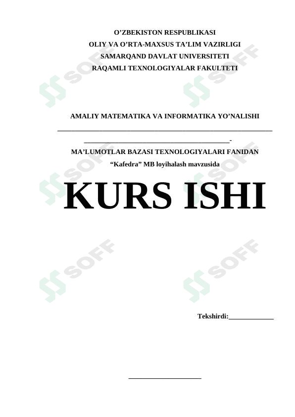 Kafedra  MB yaratish 1