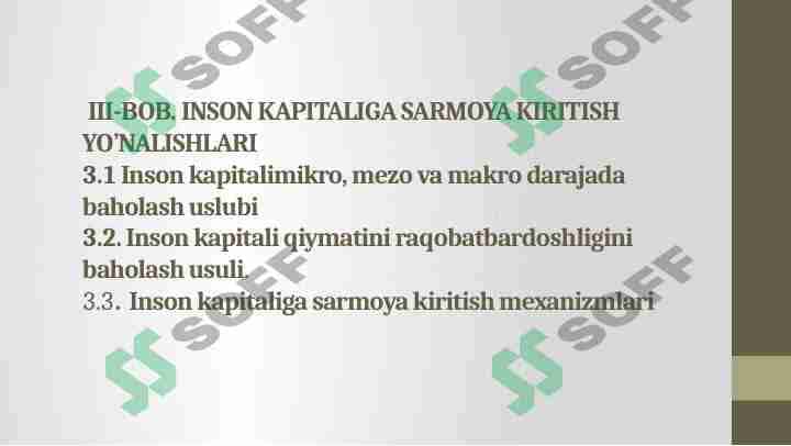 INSON KAPITALIGA SARMOYA KIRITISH YO’NALISHLARI 1