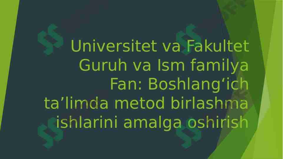 Boshlangʻich taʼlimda metod birlashma ishlarini amalga oshirish 1