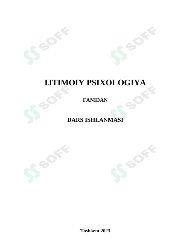 Ijtimoiy psixologiya fan sifatida 1