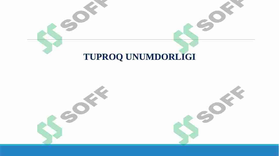 Tuproq unumdorligi 1