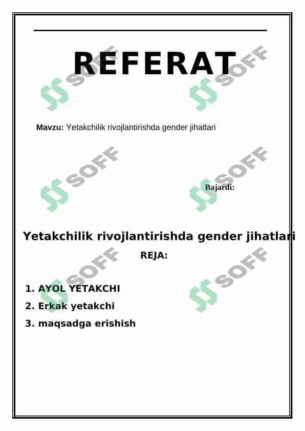 Yetakchilik rivojlanishida gender jihatlari 1