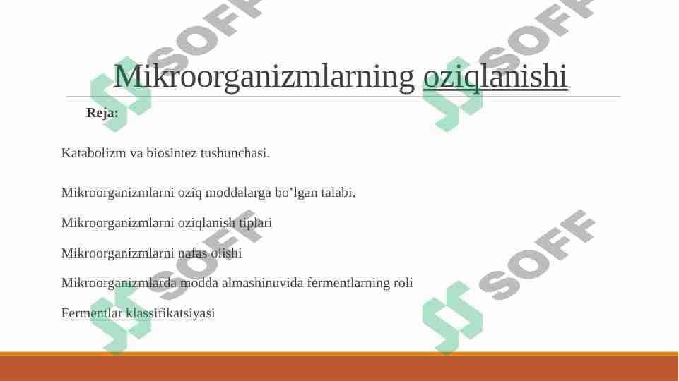 Mikroorganizmlarni oziqlanishi 1