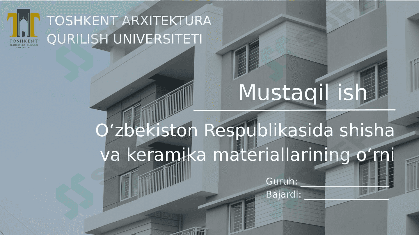 Oʻzbekiston Respublikasida shisha va keramika materiallarining oʻrni 1