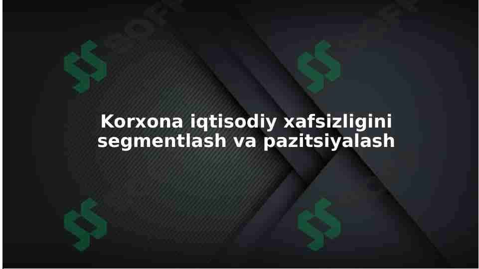 Korxona iqtisodiy xafsizligini segmentlash va pazitsiyalash 1