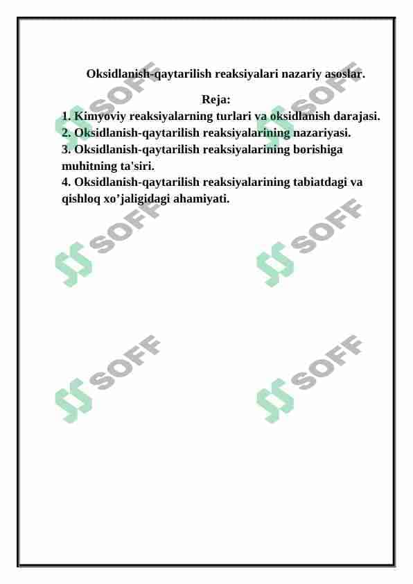 Oksidlanish qaytarilish reaksiyalari 1