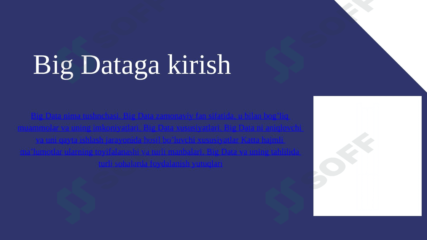 Big Dataga kirish 1