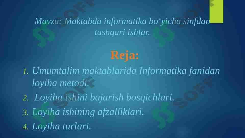 Maktabda informatika bo‘yicha sinfdan tashqari ishlar 1