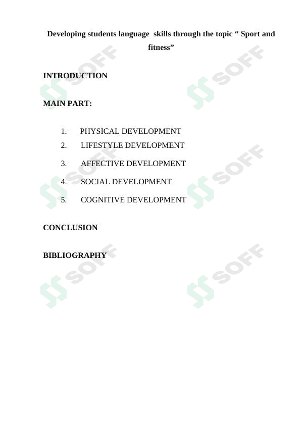 Developing students language skills through the topic “ Sport and fitness”