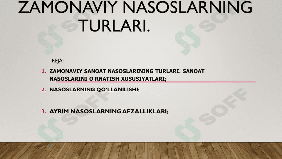 Zamonaviy nasoslarining turlari 1