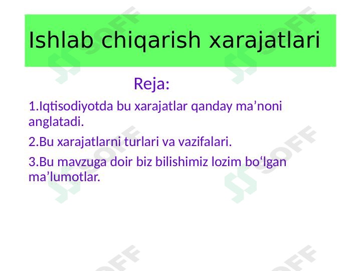 Ishlab chiqarish xarajatlari 1
