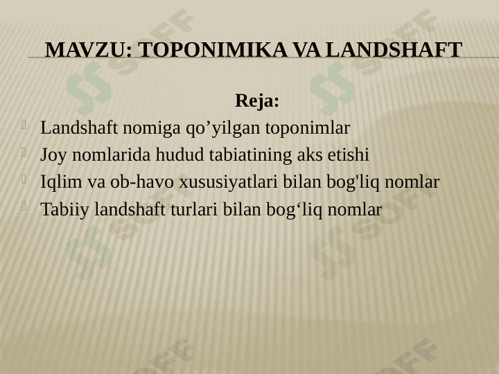Toponimika va Landshaft