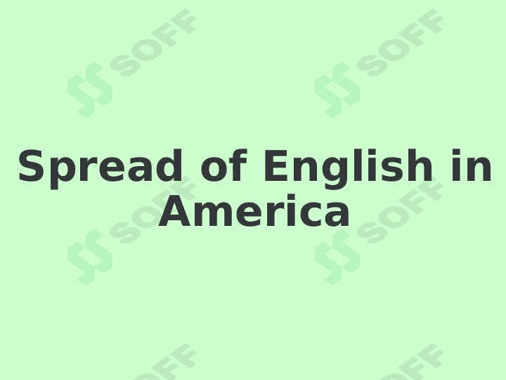 Spread of English in America