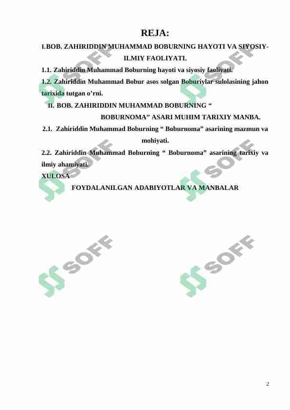 Zahiriddin Muhammad Boburning hayoti va ijodiy merosi 1