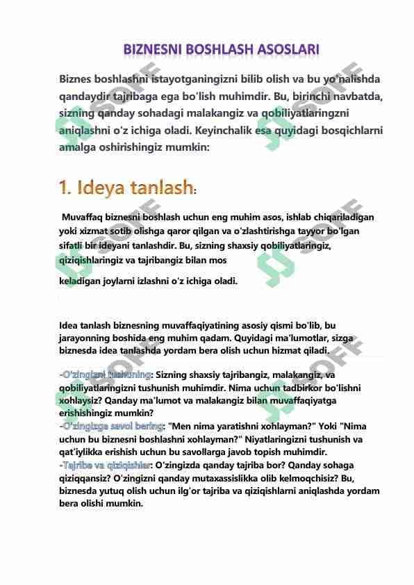 (0)Noldan Biznes Boshlash 1