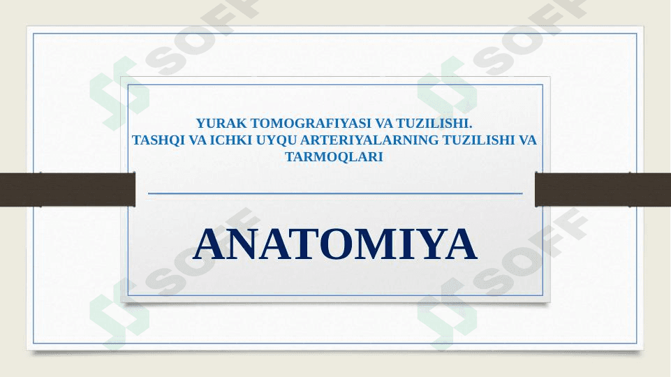YURAK TOMOGRAFIYASI VA TUZILISHI. TASHQI VA ICHKI UYQU ARTERIYALARNING TUZILISHI VA TARMOQLARI 1