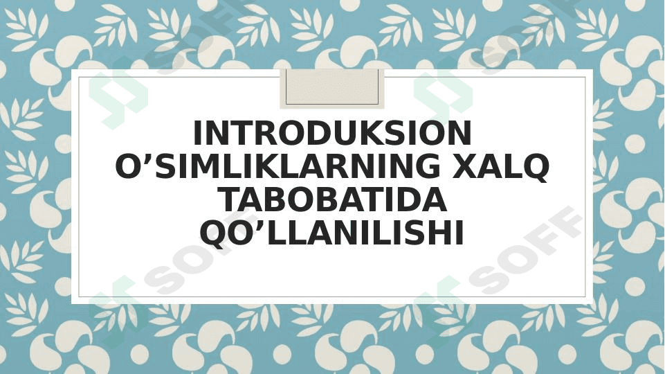 Introduksion oʻsimliklarning xalq tabobatida qoʻllanilishi 1