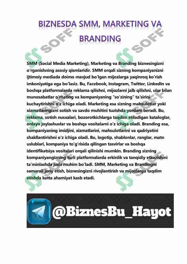 BIZNESDA SMM, MARKETING va BRANDING 1