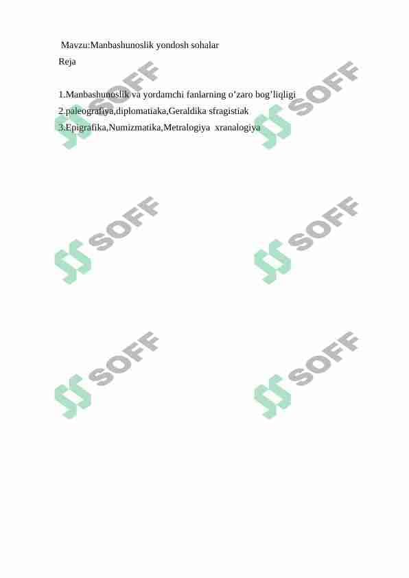 Manbashunoslik yondosh sohalar 1