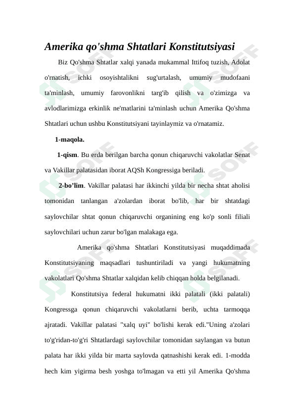 Amerika Qo'shma Shtatlari konstitutsiyasi 1