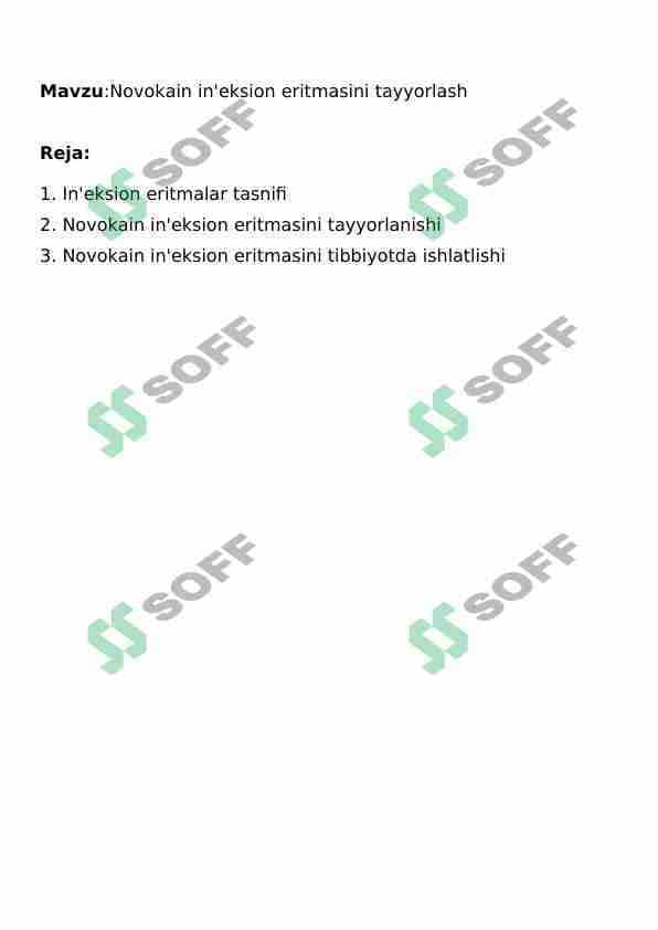 Novokain in'eksion eritmasini tayyorlash 1