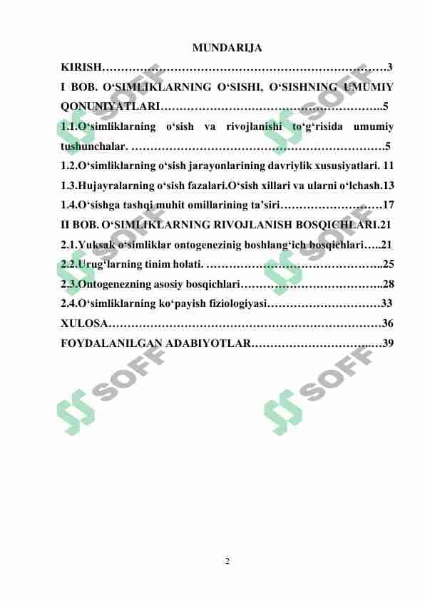 O'simliklar ontogenizining fiziologik tavsifi 1