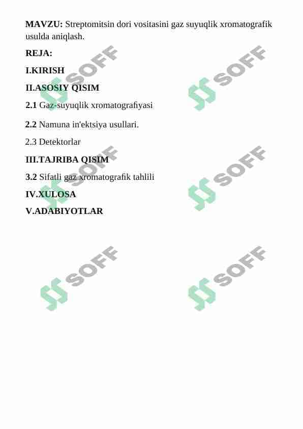 Streptomitsin dori vositasini gaz suyuqlik xromatografik usulda aniqlash 1