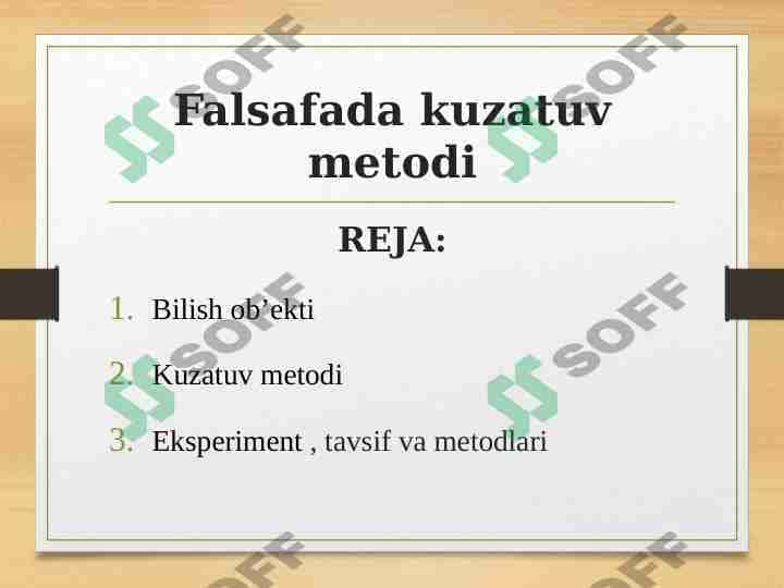 Falsafada kuzatuv metodi 1