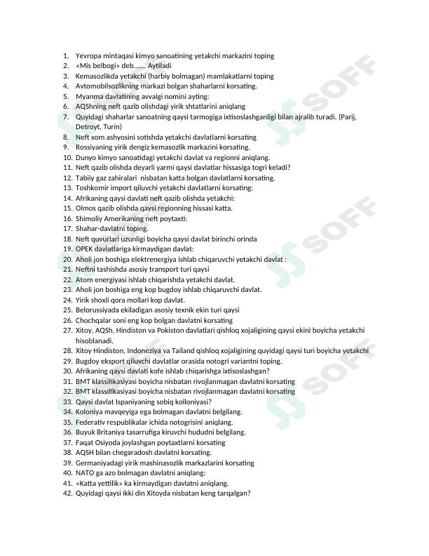 Jahonning iqtisodiy geografiyasi 1