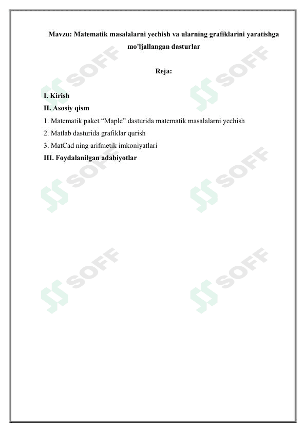 Matematik masalalarni yechish va ularning grafiklarini yaratishga mo'ljallangan dasturlar 1