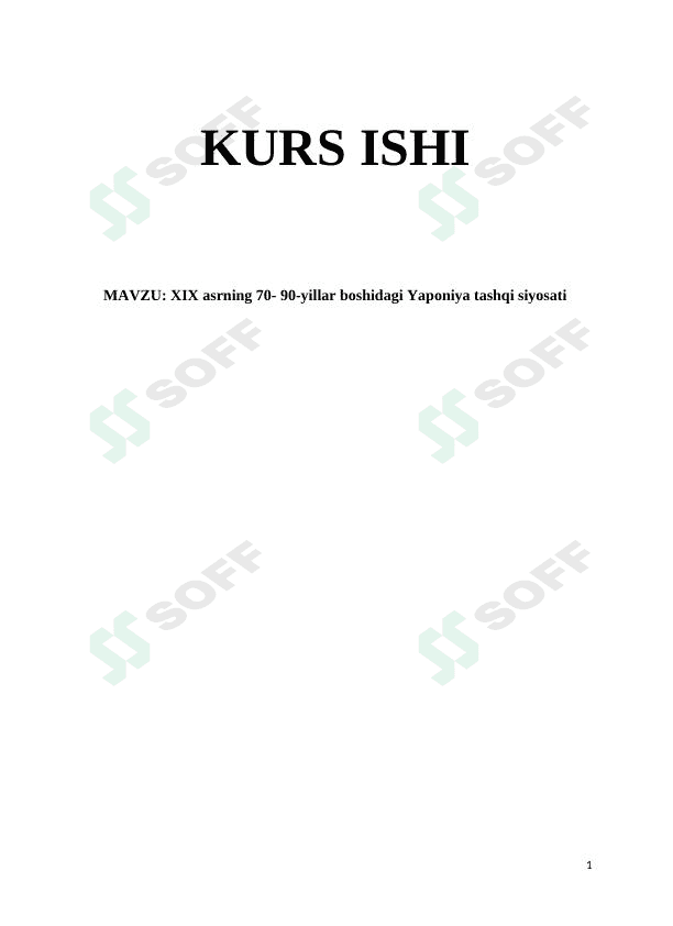 XIX asrning 70- 90-yillar boshidagi Yaponiya tashqi siyosati 1