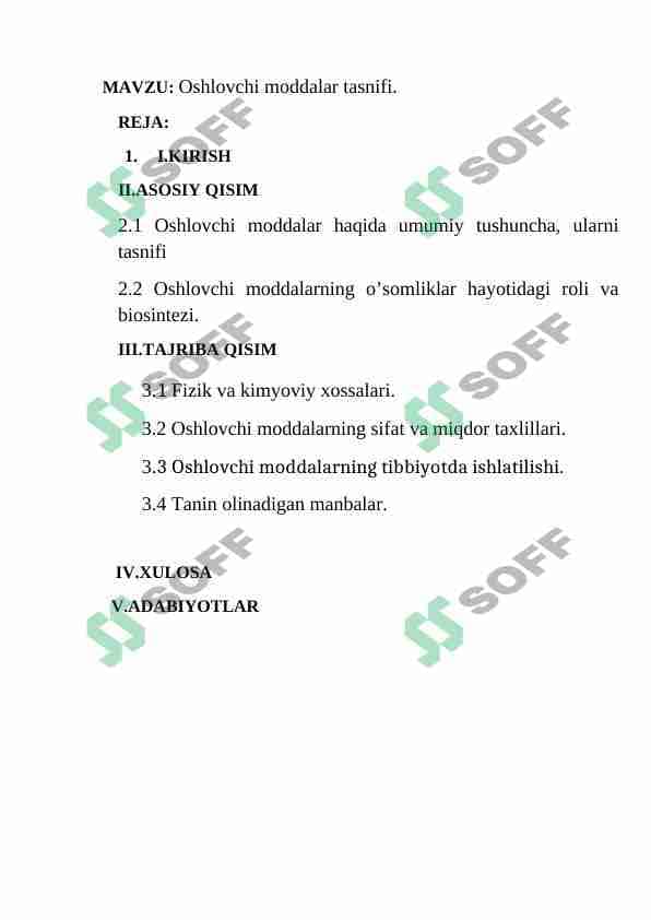 Oshlovchi moddalar tasnifi 1