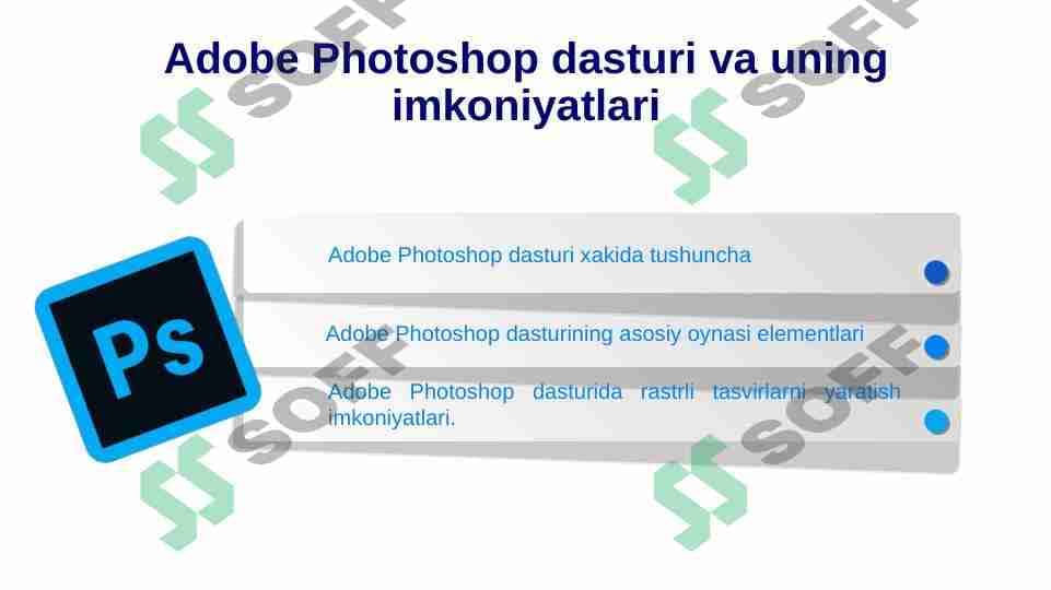 Adobe photoshop dasturi va uning imkoniyatlari 1