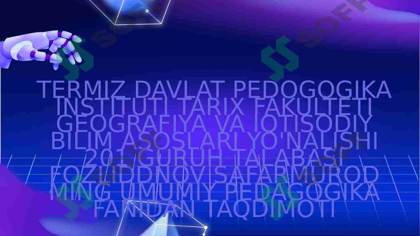 PEDAGOGIK TADQIQOTLAR FARAZINI BELGILASH 1