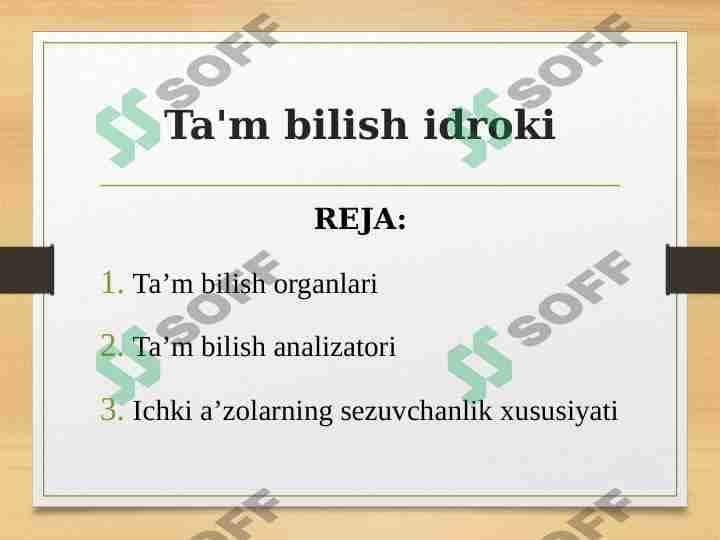 Ta'm bilish idroki 1