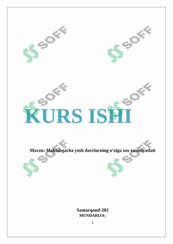 Maktabgacha yosh davrlarning o’ziga xos xususiyatlati 1